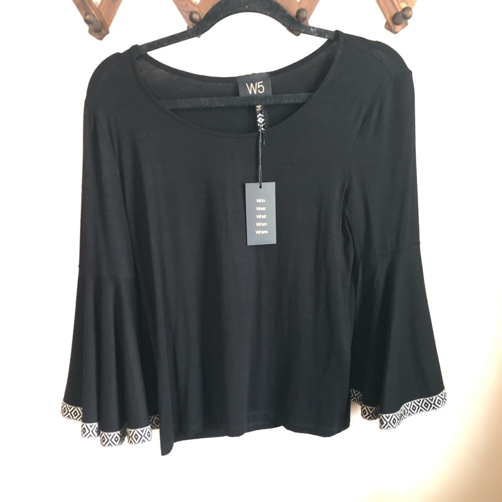 W5 black bell sleeve top